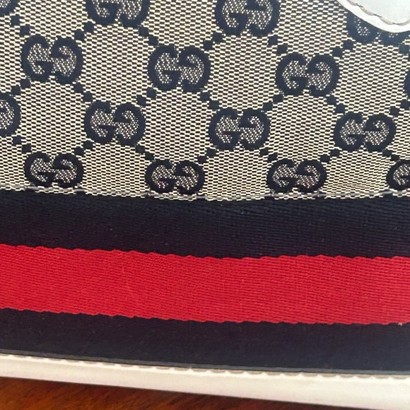 Gucci GG Blue,Red and White Web Stripe Signature Tote Bag - Picture 14 of 17